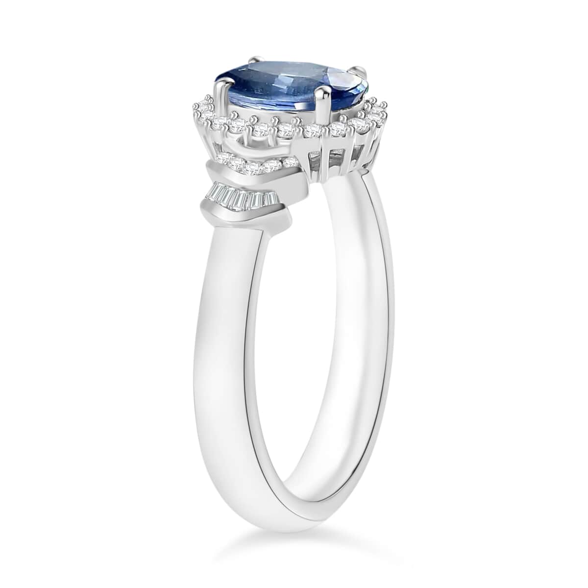 Luxoro Premium Kanchanaburi Blue Sapphire and G-H I1 Diamond Ring in 14K White Gold (Size 10.0) 1.66 ctw image number 2