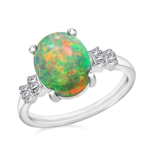 Rhapsody AAAA Ethiopian Welo Opal and E-F VS2 Diamond 1.85 ctw Ring in 950 Platinum (Size 10.0)