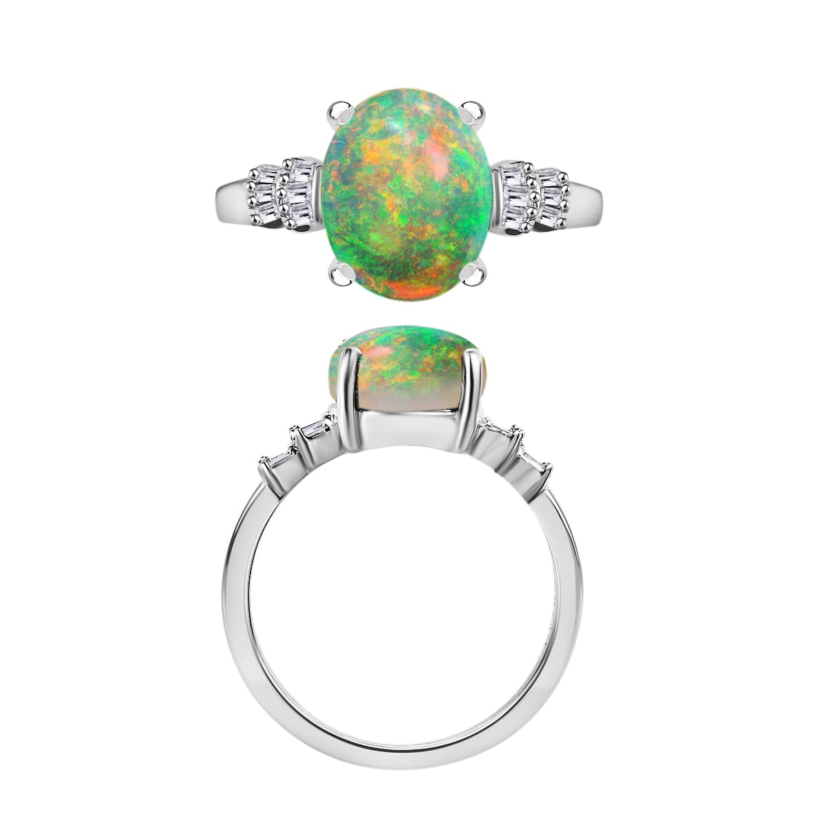 Rhapsody AAAA Ethiopian Welo Opal and E-F VS2 Diamond 1.85 ctw Ring in 950 Platinum (Size 10.0) image number 3