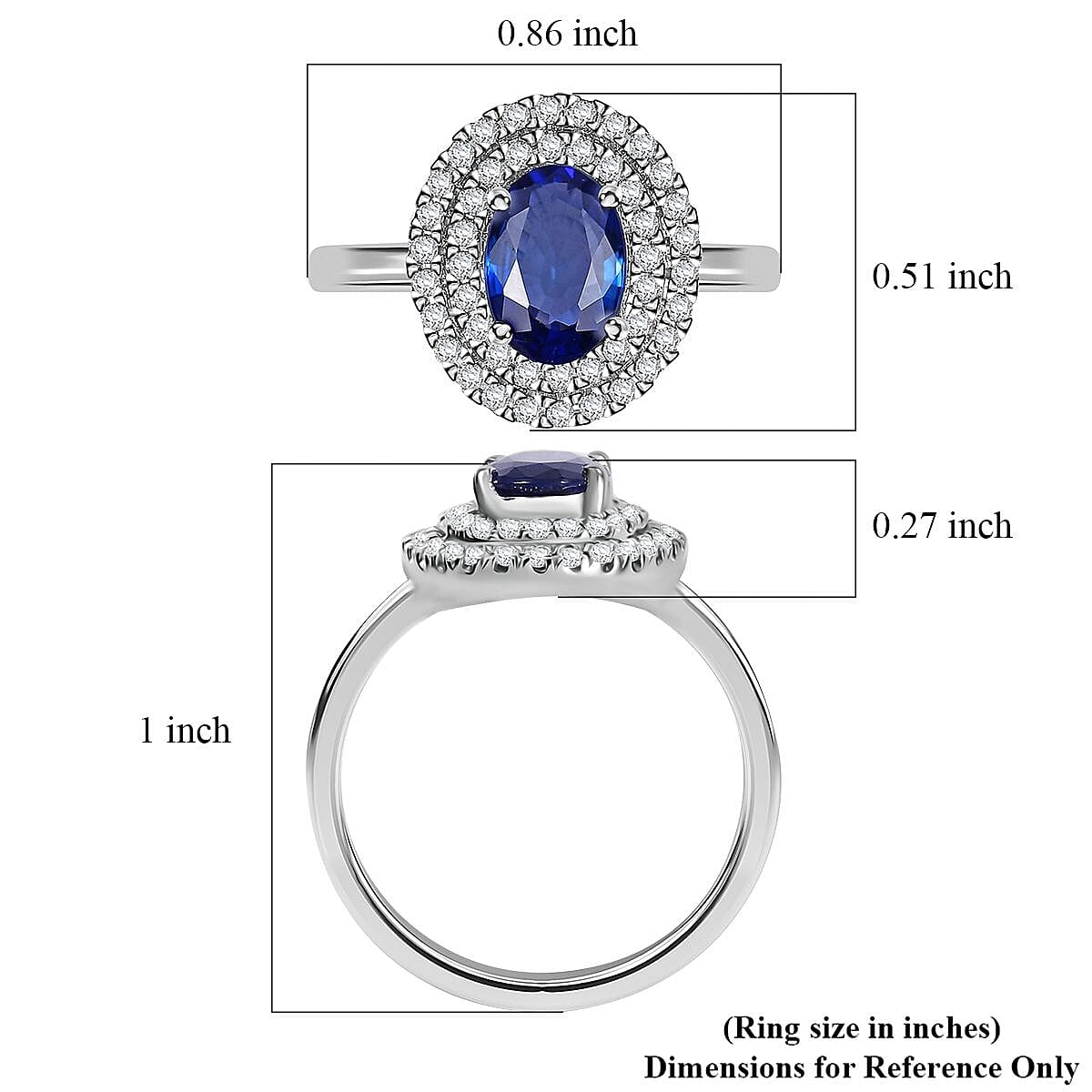 Rhapsody AAAA Ceylon Blue Sapphire and E-F VS2 Diamond 1.65 ctw Double Halo Ring in 950 Platinum (Size 7.0) 4.50 Grams image number 5