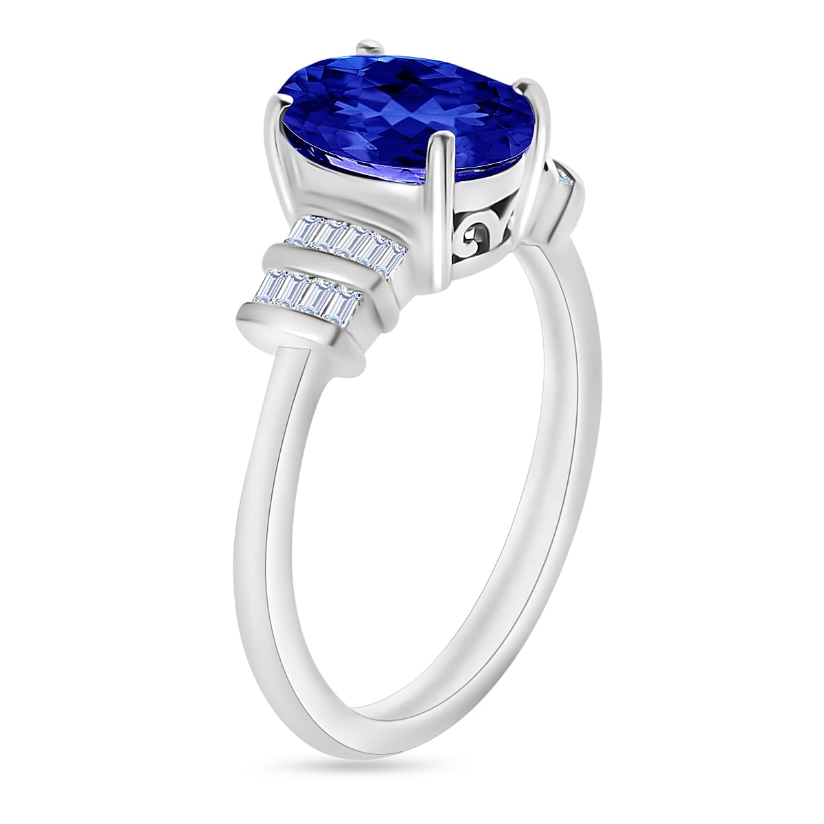 Rhapsody AAAA Tanzanite and E-F VS2 Diamond 2.10 ctw Ring in 950 Platinum (Size 10.5) 5.25 Grams image number 2