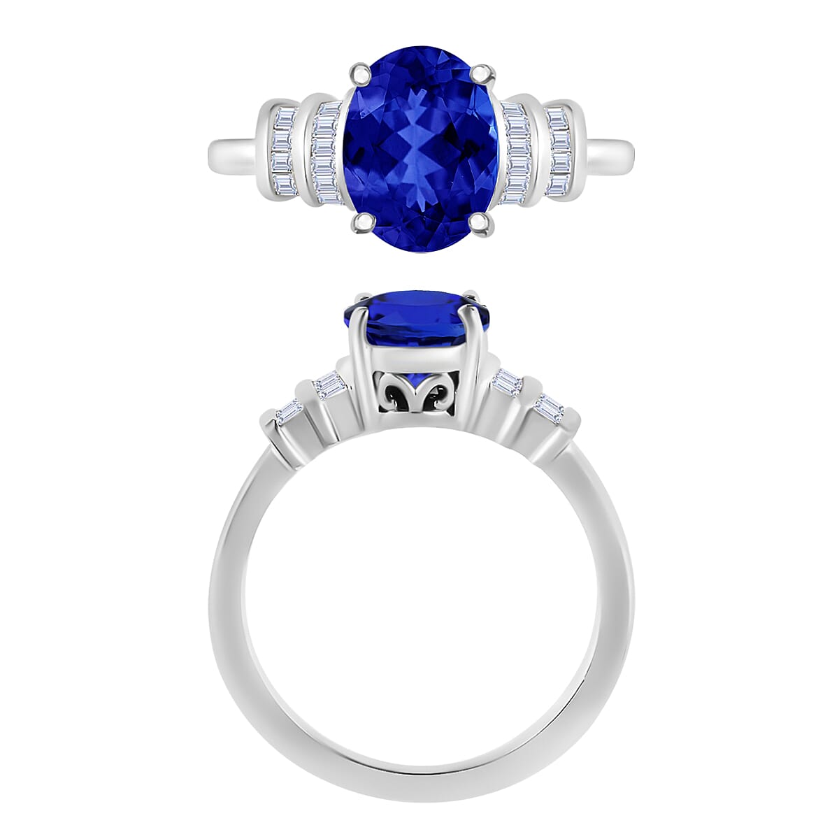 Rhapsody AAAA Tanzanite and E-F VS2 Diamond 2.10 ctw Ring in 950 Platinum (Size 10.5) 5.25 Grams image number 3