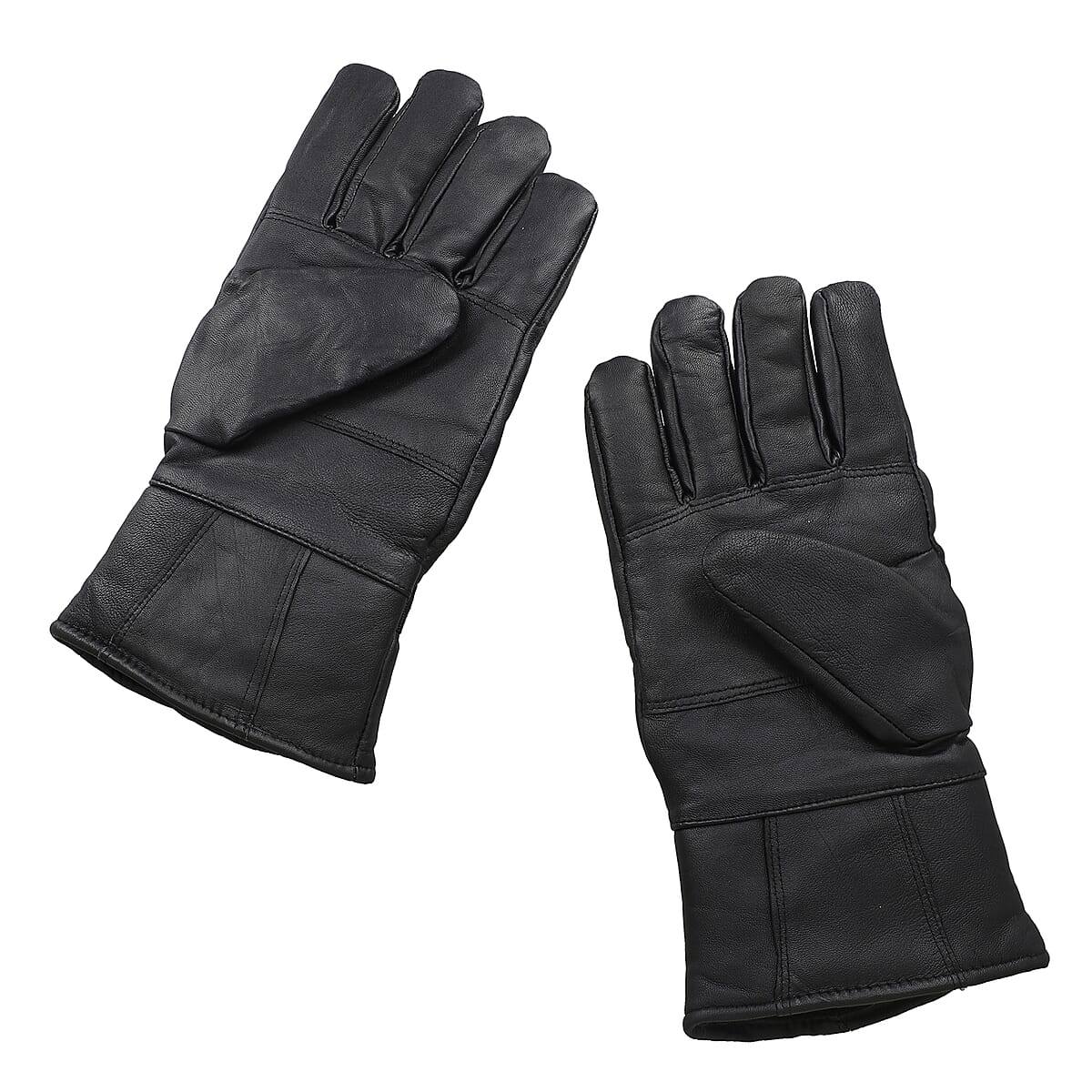 CLOSEOUT DEAL Black 100% Genuine Leather Classic Gloves image number 2