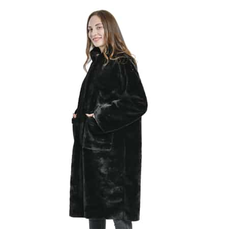 Olive Hooded Faux Fur-Lined Knee-Length Coat | Joy West Collection