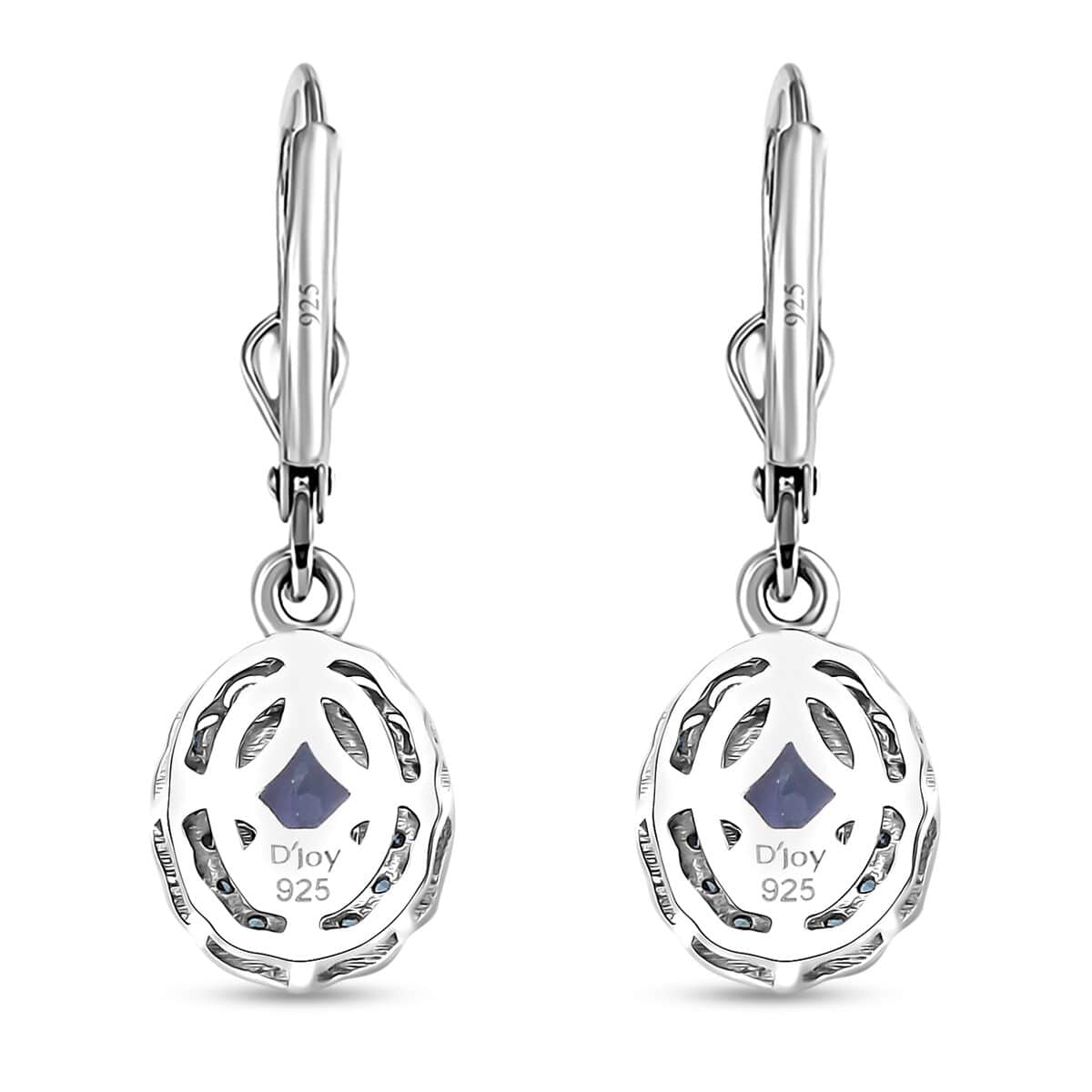 Peacock Tanzanite and Blue Diamond 1.15 ctw Earrings in Rhodium Over Sterling Silver image number 3