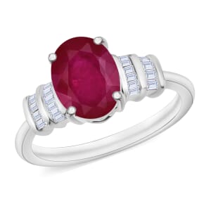Rhapsody AAAA Mozambique Ruby and E-F VS2 Diamond 2.70 ctw Ring in 950 Platinum (Size 7.0) 5.25 Grams