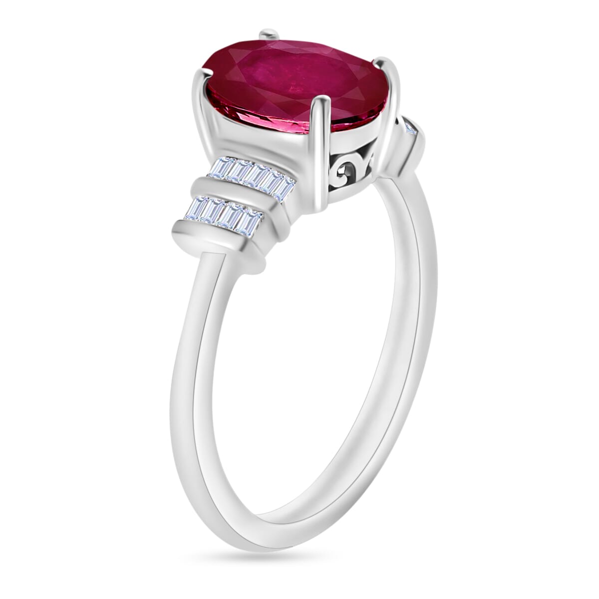 Rhapsody AAAA Mozambique Ruby and E-F VS2 Diamond 2.70 ctw Ring in 950 Platinum (Size 7.0) 5.25 Grams image number 2