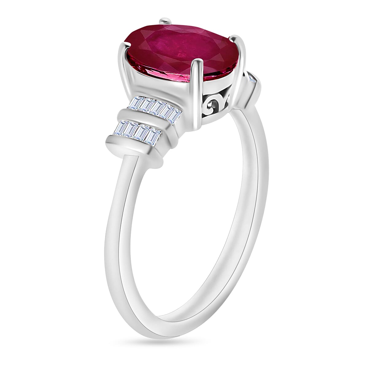 Rhapsody AAAA Mozambique Ruby and E-F VS2 Diamond 2.70 ctw Ring in 950 Platinum (Size 7.5) 5.25 Grams image number 2