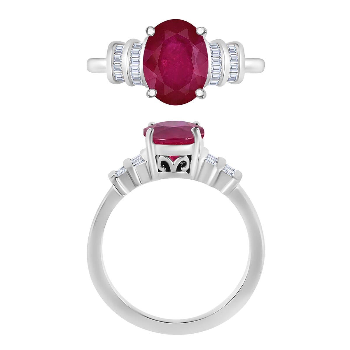 Rhapsody AAAA Mozambique Ruby and E-F VS2 Diamond 2.70 ctw Ring in 950 Platinum (Size 7.5) 5.25 Grams image number 3