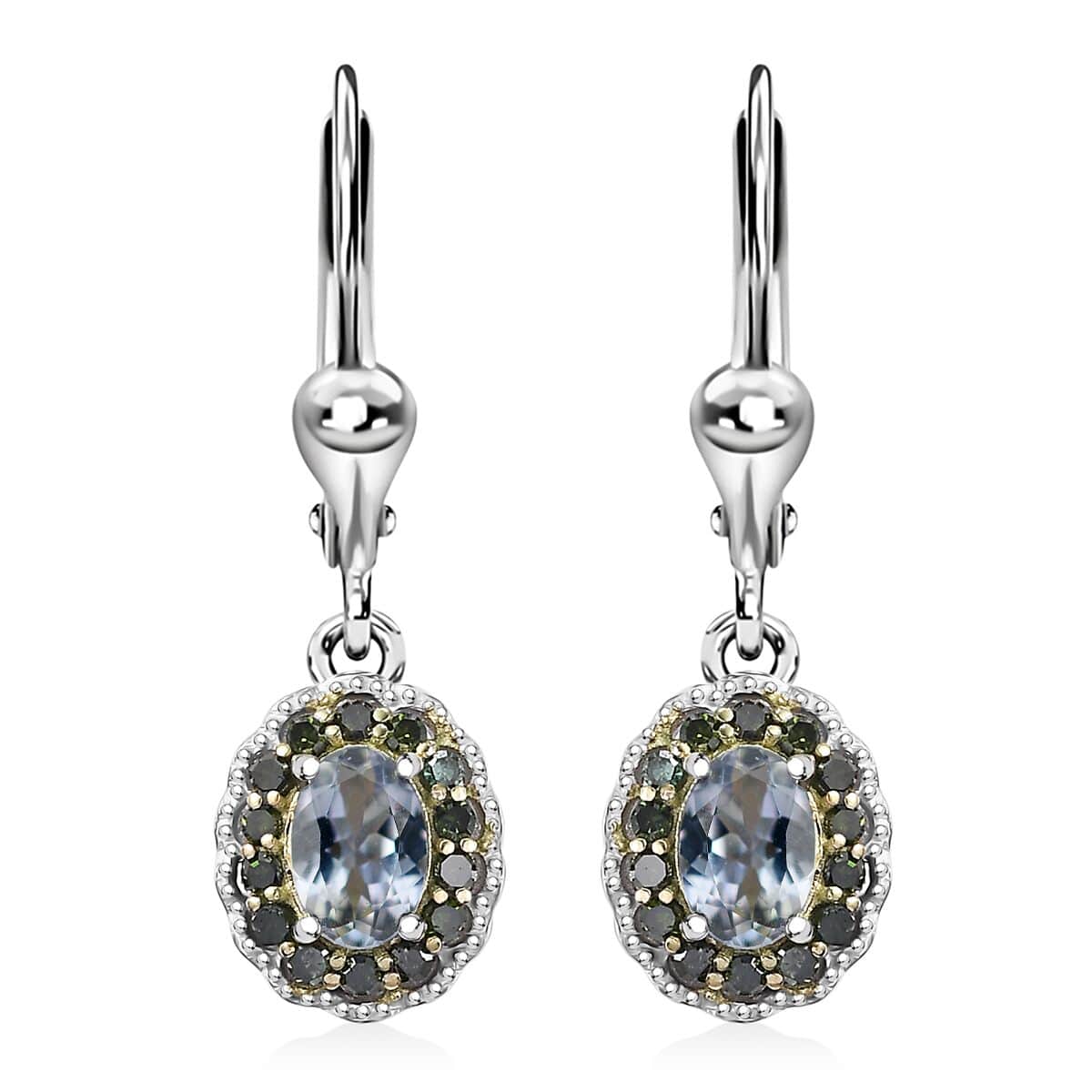 Green Tanzanite and Green Diamond 1.15 ctw Earrings in Rhodium Over Sterling Silver image number 0