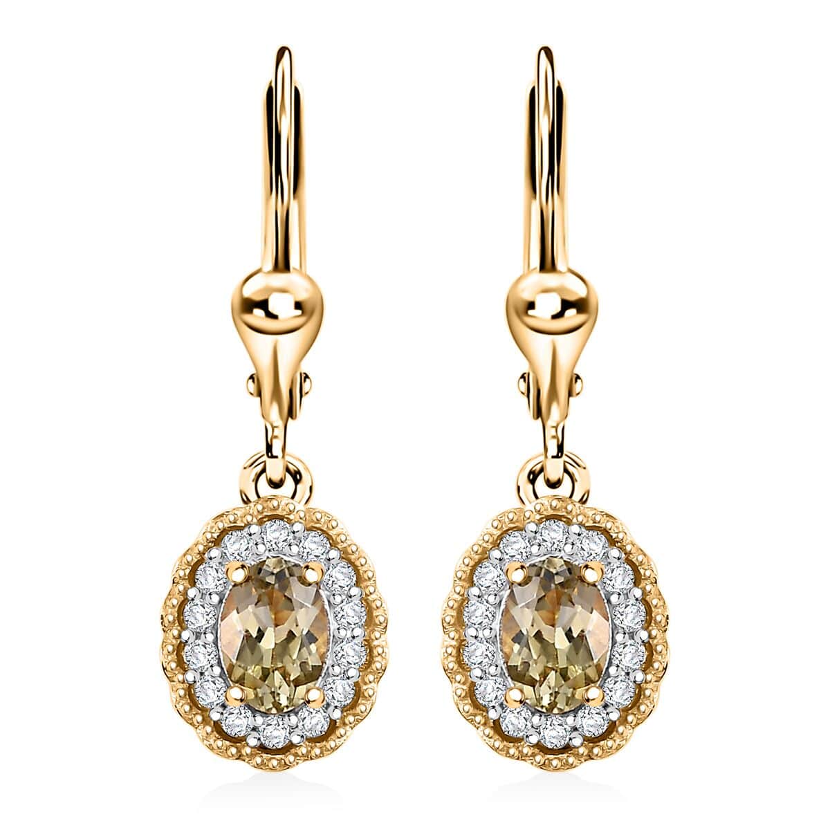 Golden Tanzanite and Diamond 1.20 ctw Earrings in 18K Vermeil Rose Gold Over Sterling Silver image number 0