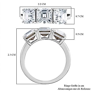 White Swarovski Crystal 2.99 ctw 3 Stone Ring in Rhodium Over Sterling Silver (Size 8)