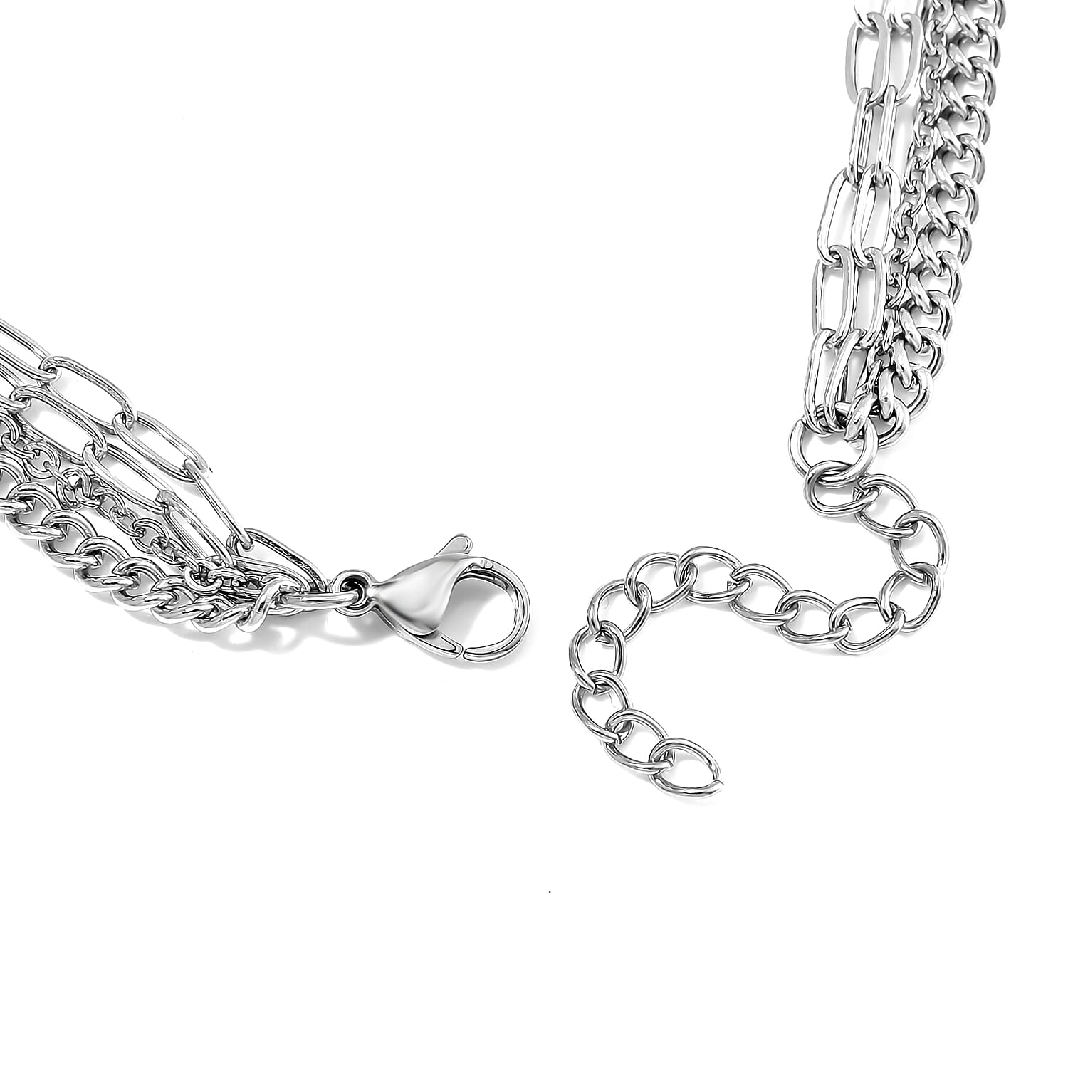 White Shell Pearl 4 Layer Necklace in Stainless Steel 24-26 Inches