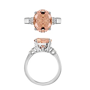 Luxoro Premium Marropino Morganite and G-H I1 Diamond 4.55 ctw Ring in 14K White Gold (Size 10.0) 4.10 Grams (Del. in 10-12 Days)
