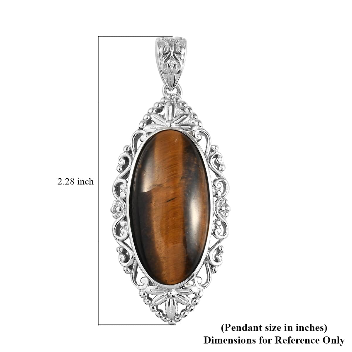 South African Tiger's Eye Solitaire Pendant in Platinum Over Copper with Magnet 21.75 ctw image number 4