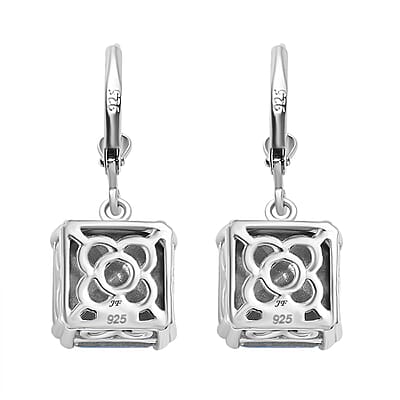 Aquamarine Swarovski Crystal 11.00 ctw Earrings in Rhodium Over Sterling Silver