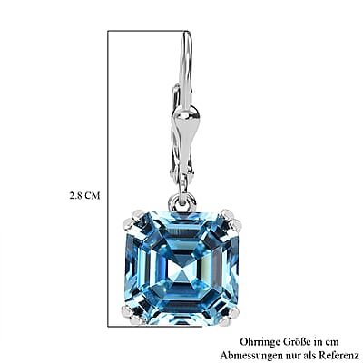 Aquamarine Swarovski Crystal 11.00 ctw Earrings in Rhodium Over Sterling Silver