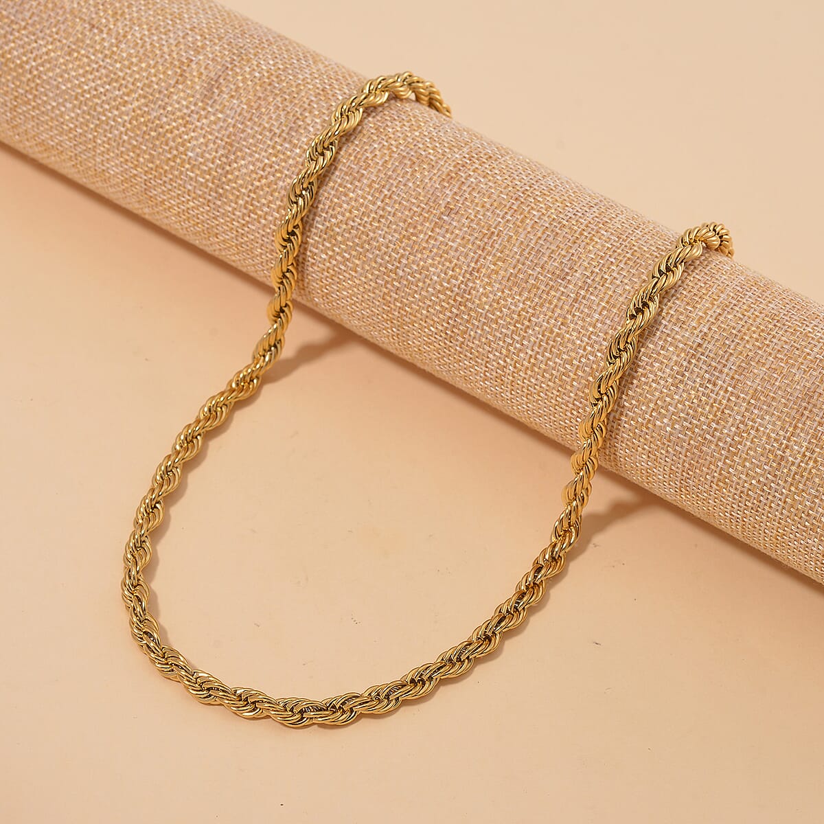 Rope Chain Necklace in ION Plated YG Stainless Steel 24 Inches image number 1