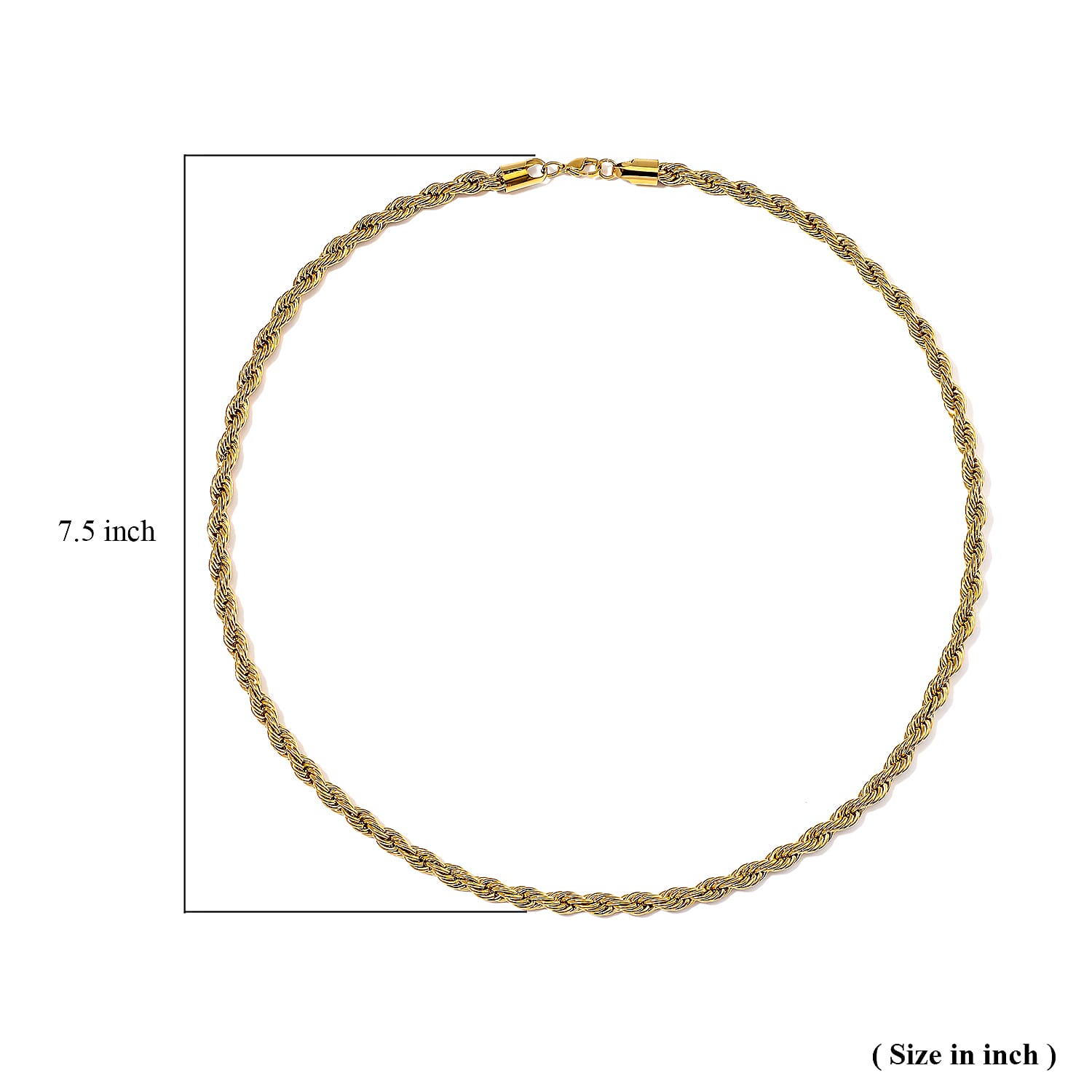 Rope Chain Necklace in ION Plated YG Stainless Steel 24 Inches