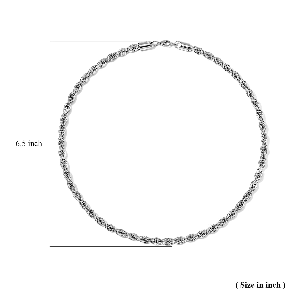 Rope Chain Necklace in Stainless Steel 20 Inches image number 4