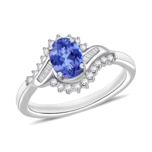 Luxoro Premium Tanzanite and G-H I1 Diamond 1.10 ctw Ring in 14K White Gold (Size 10.0)