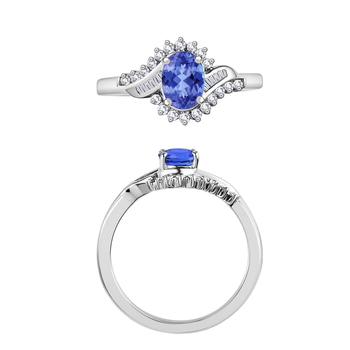 Luxoro Premium Tanzanite and G-H I1 Diamond 1.10 ctw Ring in 14K White Gold image number 3