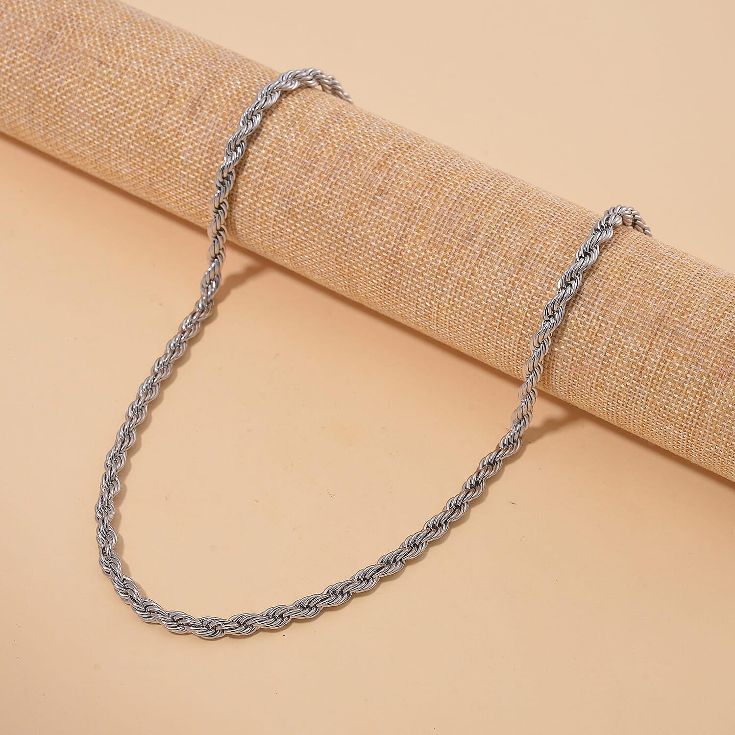 Rope Chain Necklace in Stainless Steel 28 Inches