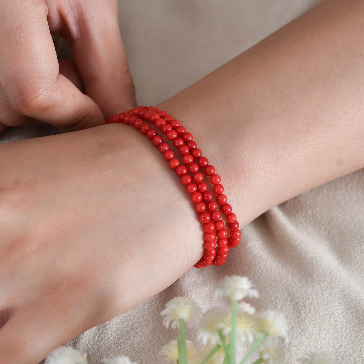 Sponge Coral Bracelet in Rhodium Over Sterling Silve (7.50 In) with Extender  image number 2