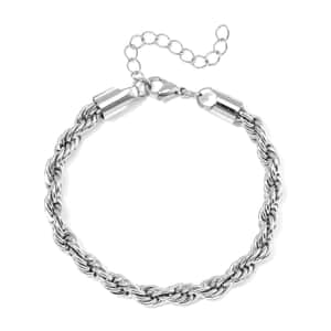 Rope Chain Bracelet in Stainless Steel (7-9In)