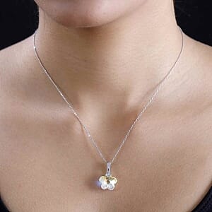 J Francis White Swarovski Crystal 1.98 ctw Pendant in Rhodium Over Sterling Silver