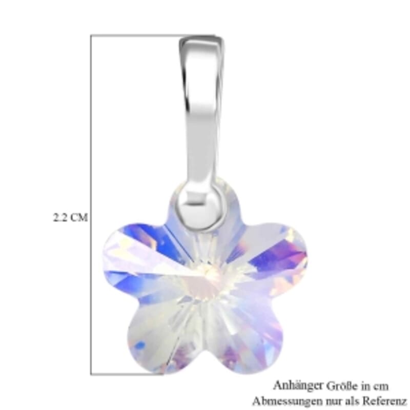J Francis White Swarovski Crystal 1.98 ctw Pendant in Rhodium Over Sterling Silver