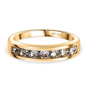 White Swarovski Crystal 0.61 ctw Ring in 14K YG Over Sterling Silver (Size 9)