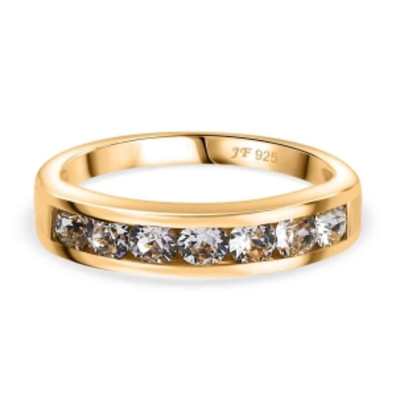 White Swarovski Crystal 0.61 ctw Ring in 14K YG Over Sterling Silver (Size 9)