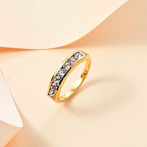 White Swarovski Crystal 0.61 ctw Ring in 14K YG Over Sterling Silver (Size 9)
