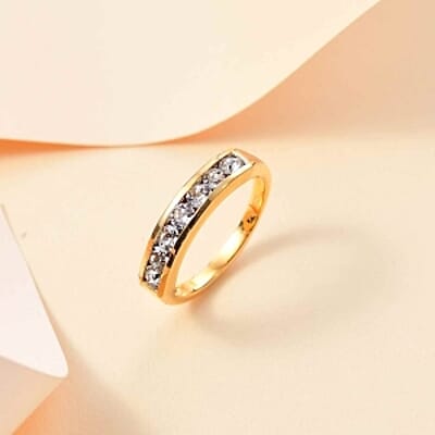 White Swarovski Crystal 0.61 ctw Ring in 14K YG Over Sterling Silver (Size 9)