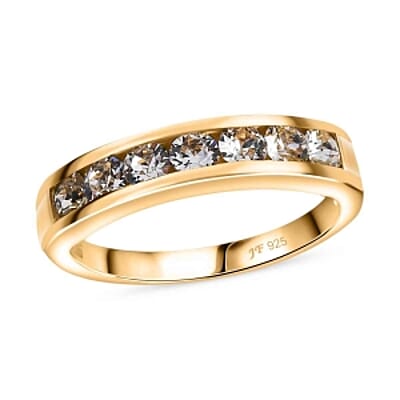 White Swarovski Crystal 0.61 ctw Ring in 14K YG Over Sterling Silver (Size 9)