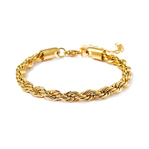 Rope Chain Bracelet in ION Plated YG Stainless Steel (7-9In)