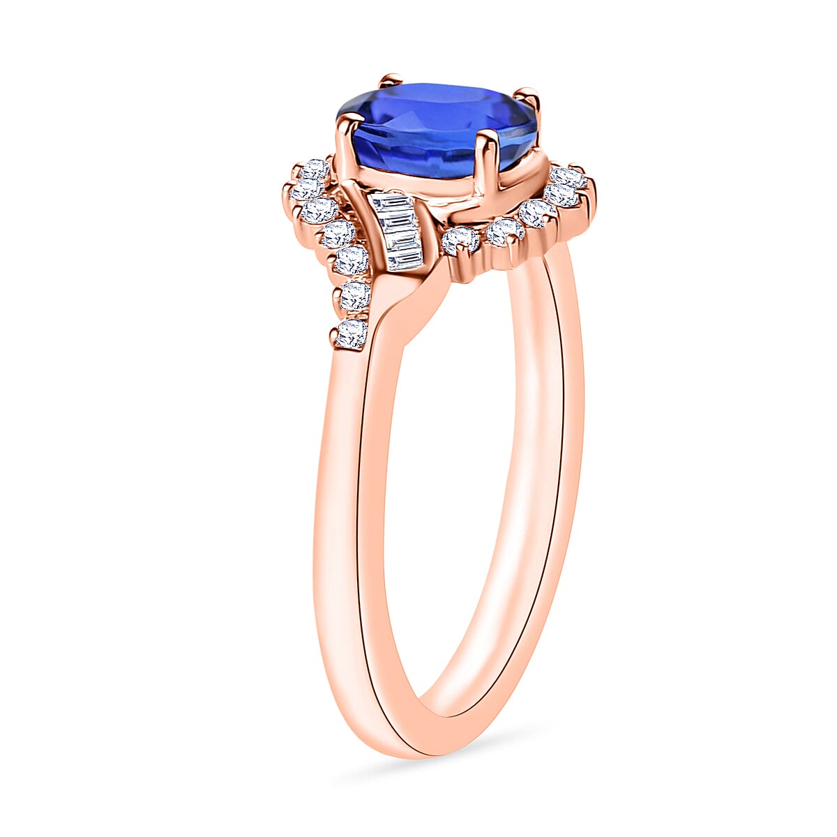 Luxoro Premium Tanzanite and G-H I1 Diamond 1.10 ctw Ring in 14K Rose Gold (Size 10.5) image number 2