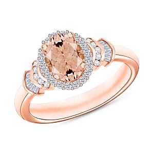 Luxoro Premium Pink Morganite and G-H I1 Diamond 1.66 ctw Ring in 14K Rose Gold (Size 7.0)