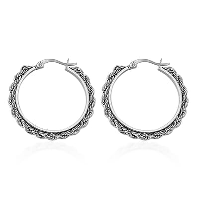 Rope Chain Hoop Earrings in Stainless Steel