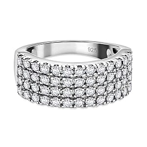 White Swarovski Crystal 1.98 ctw Ring in Rhodium Over Sterling Silver (Size 6.5)