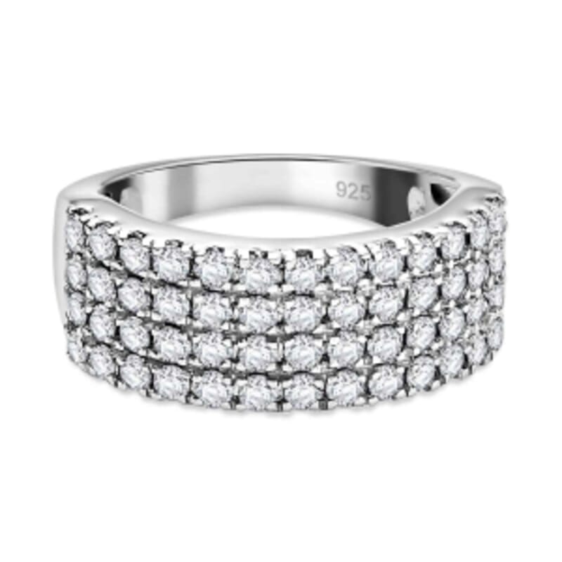 White Swarovski Crystal 1.98 ctw Ring in Rhodium Over Sterling Silver (Size 6.5)