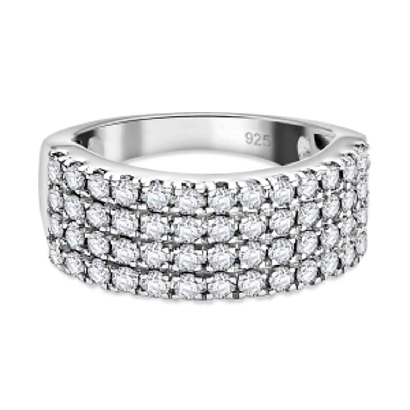 White Swarovski Crystal 1.98 ctw Ring in Rhodium Over Sterling Silver (Size 6.5)