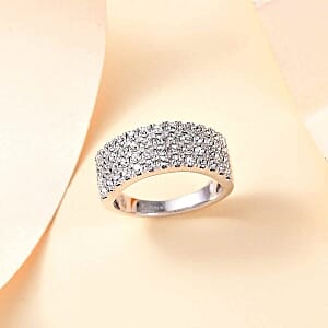 White Swarovski Crystal 1.98 ctw Ring in Rhodium Over Sterling Silver (Size 6.5)