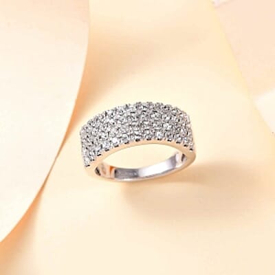 White Swarovski Crystal 1.98 ctw Ring in Rhodium Over Sterling Silver (Size 6.5)