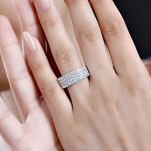 White Swarovski Crystal 1.98 ctw Ring in Rhodium Over Sterling Silver (Size 6.5)