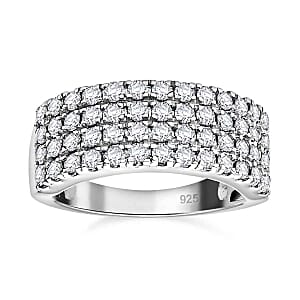 White Swarovski Crystal 1.98 ctw Ring in Rhodium Over Sterling Silver (Size 6.5)