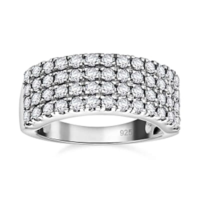 White Swarovski Crystal 1.98 ctw Ring in Rhodium Over Sterling Silver (Size 6.5)