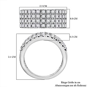 White Swarovski Crystal 1.98 ctw Ring in Rhodium Over Sterling Silver (Size 6.5)