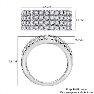 White Swarovski Crystal 1.98 ctw Ring in Rhodium Over Sterling Silver (Size 6.5)